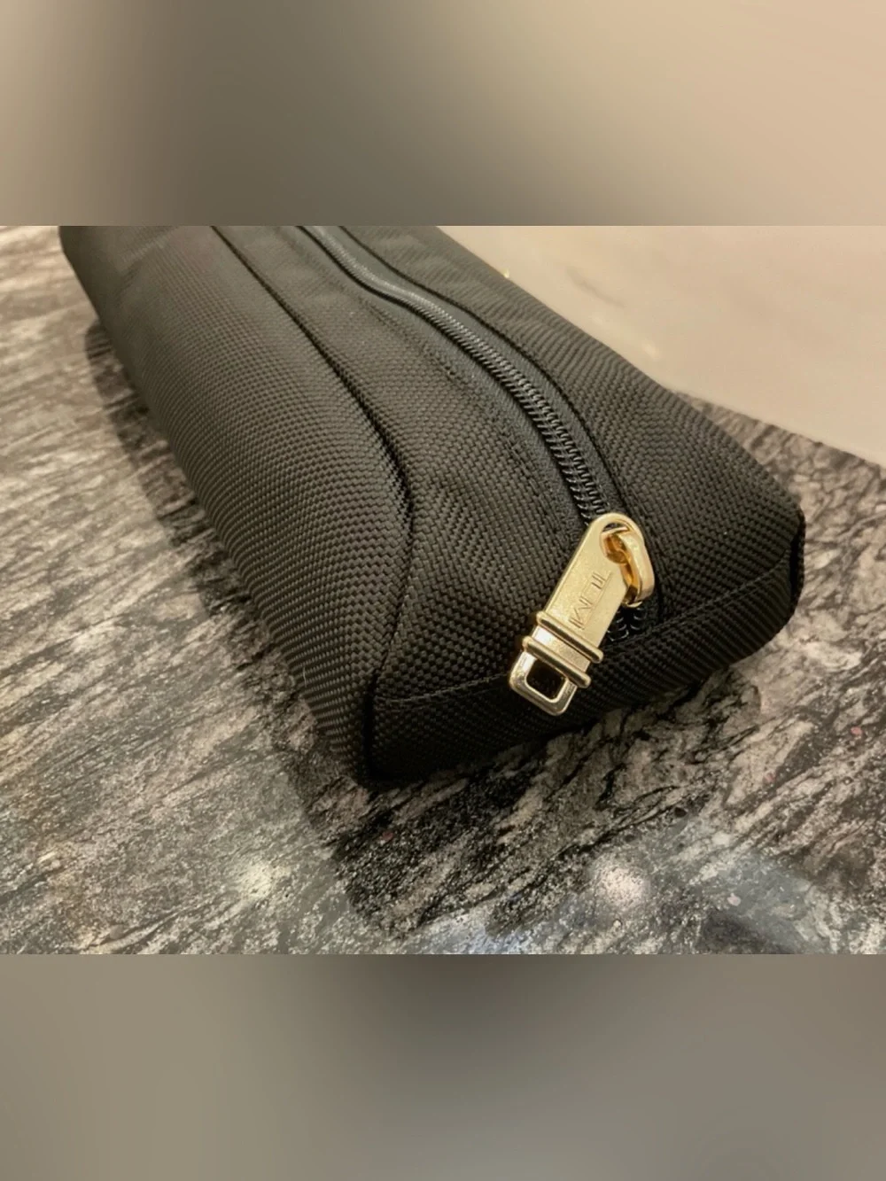 NEW - TUMI Zippered Pencil Case - Cord Pouch - Ballistic Nylon - BLACK w/ GOLD